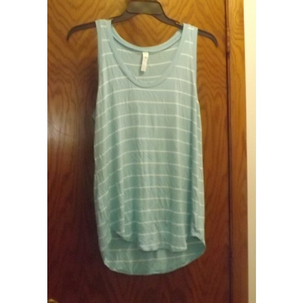 FORNIA Women's XL Blue Tank Top Sleeveless White Stripes Lightweight Longer